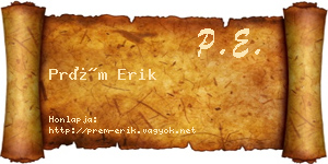 Prém Erik névjegykártya